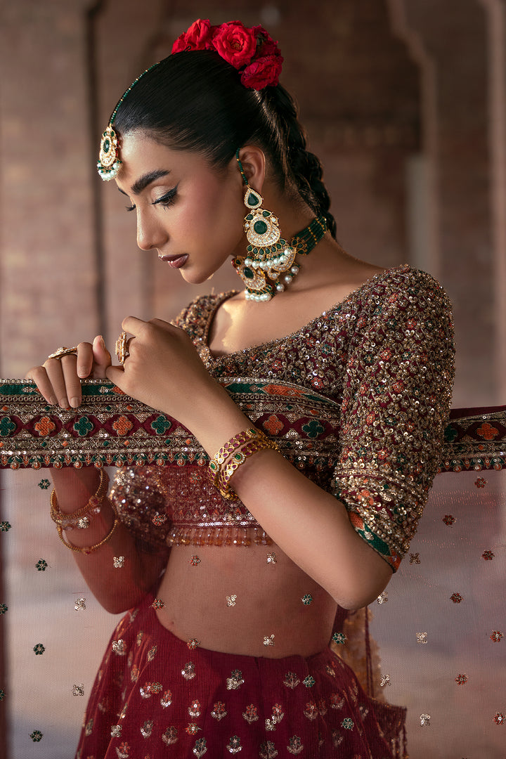 Mina Kashif Saama Style — Mairaz Maroon Lehenga