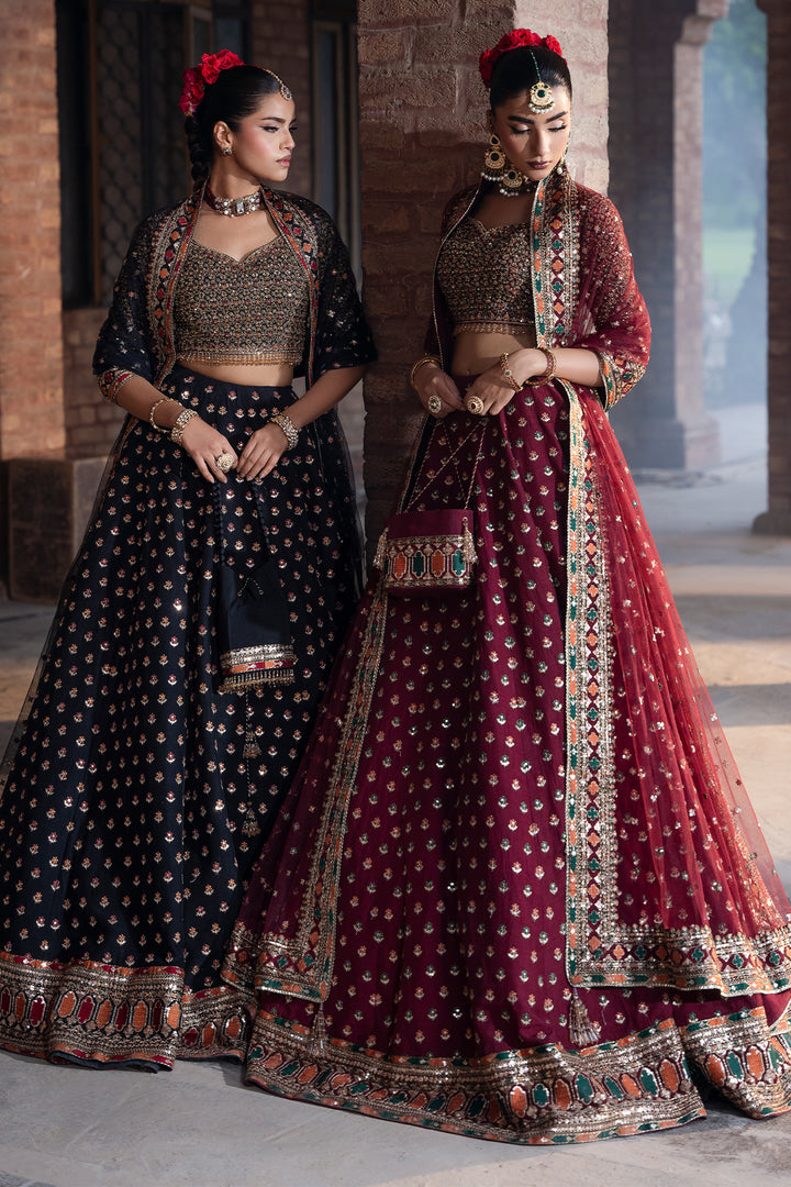 Mina Kashif Saama Style — Mairaz Maroon Lehenga