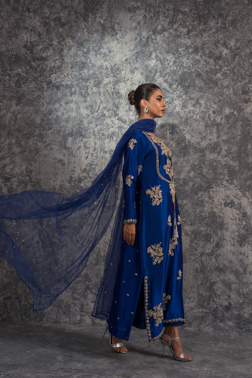 Sehrish Nadeem Miral Style — Mairaz Dark Blue Three-Piece Suit
