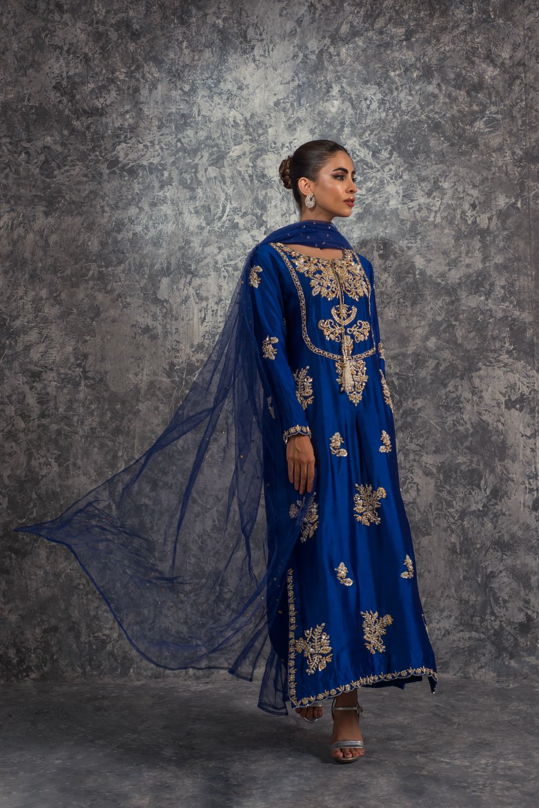 Sehrish Nadeem Miral Style — Mairaz Dark Blue Three-Piece Suit