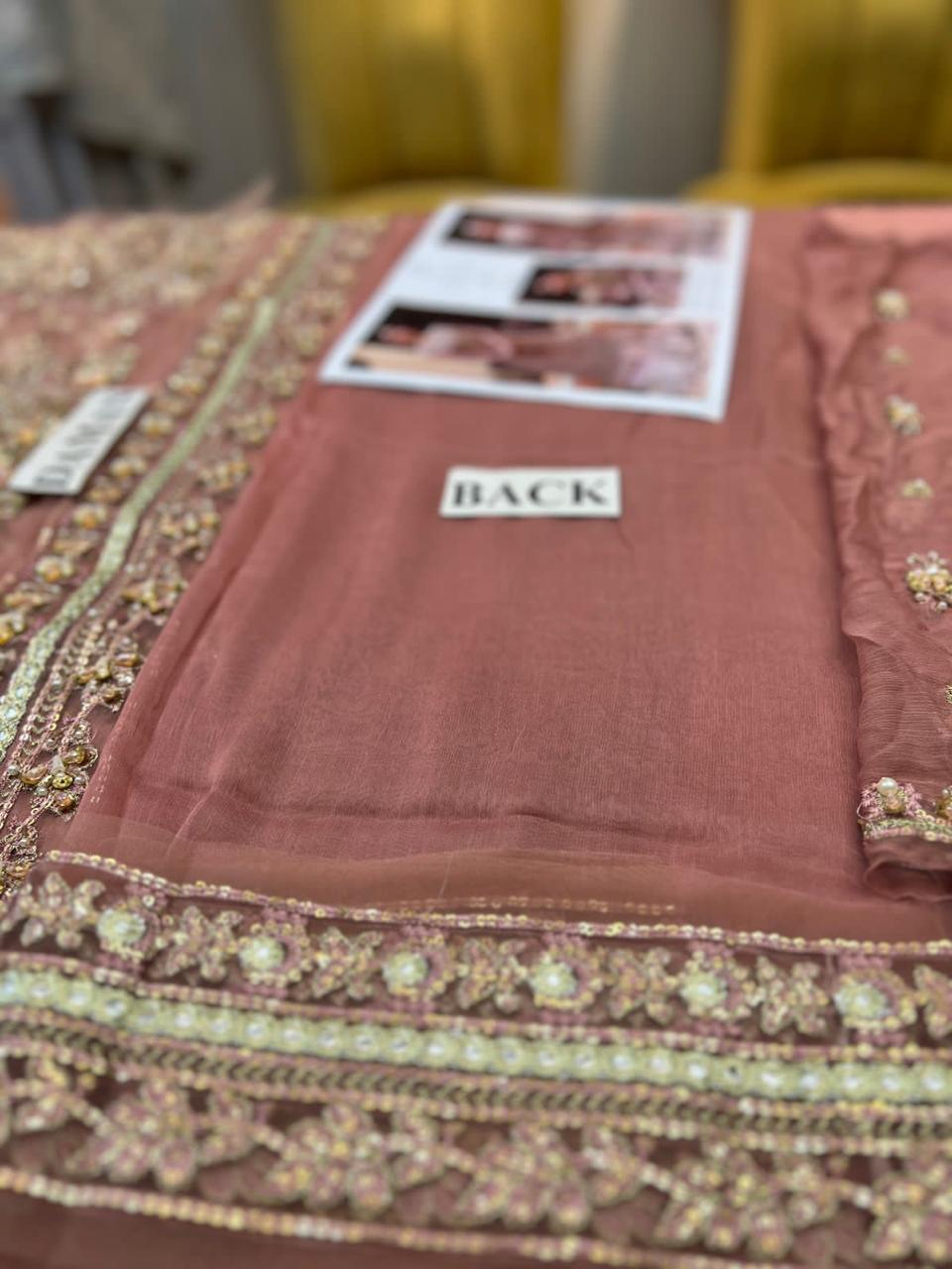 Faiza Saqlain Zeena style — Mairaz Salmon Sharara Set reference, view 9 of 14