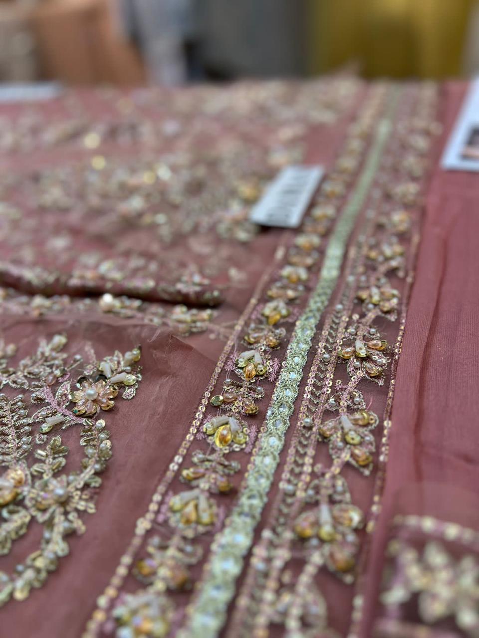 Faiza Saqlain Zeena style — Mairaz Salmon Sharara Set reference, view 10 of 14
