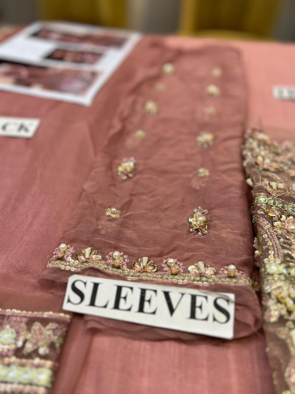 Faiza Saqlain Zeena style — Mairaz Salmon Sharara Set reference, view 7 of 14