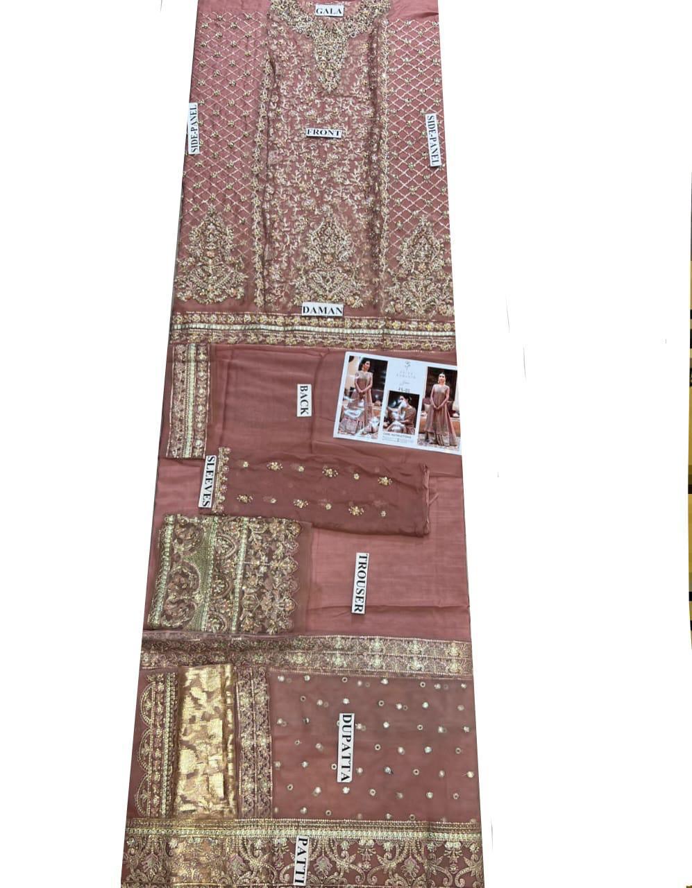 Faiza Saqlain Zeena style — Mairaz Salmon Sharara Set reference, view 5 of 14