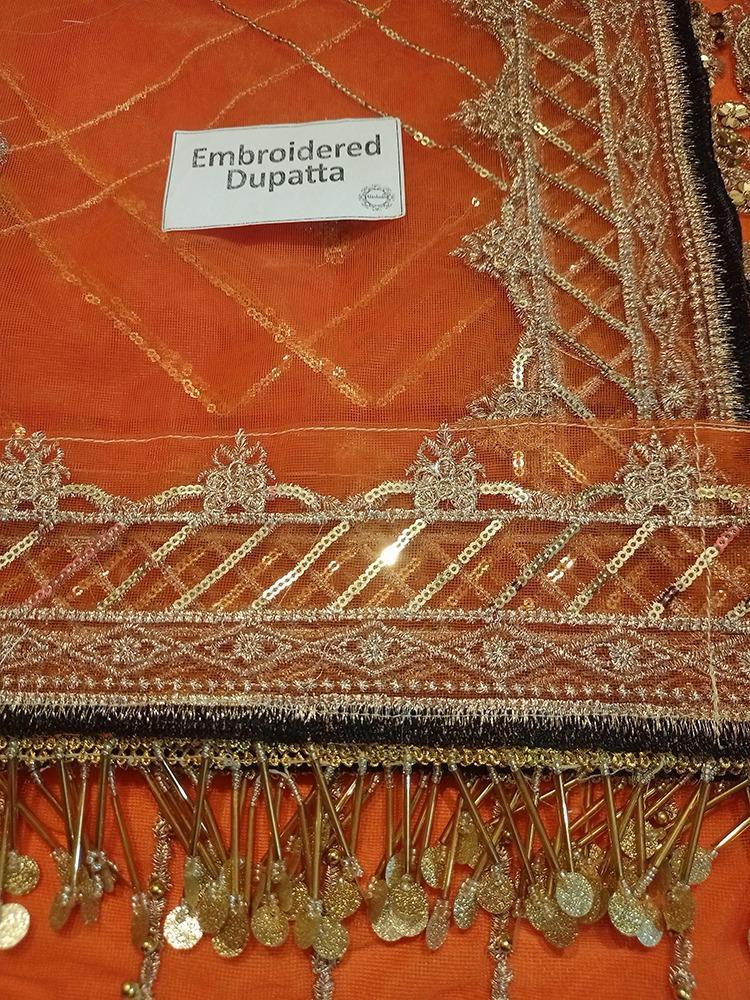 Ansab Jahangir Style — Mairaz Orange Lehenga