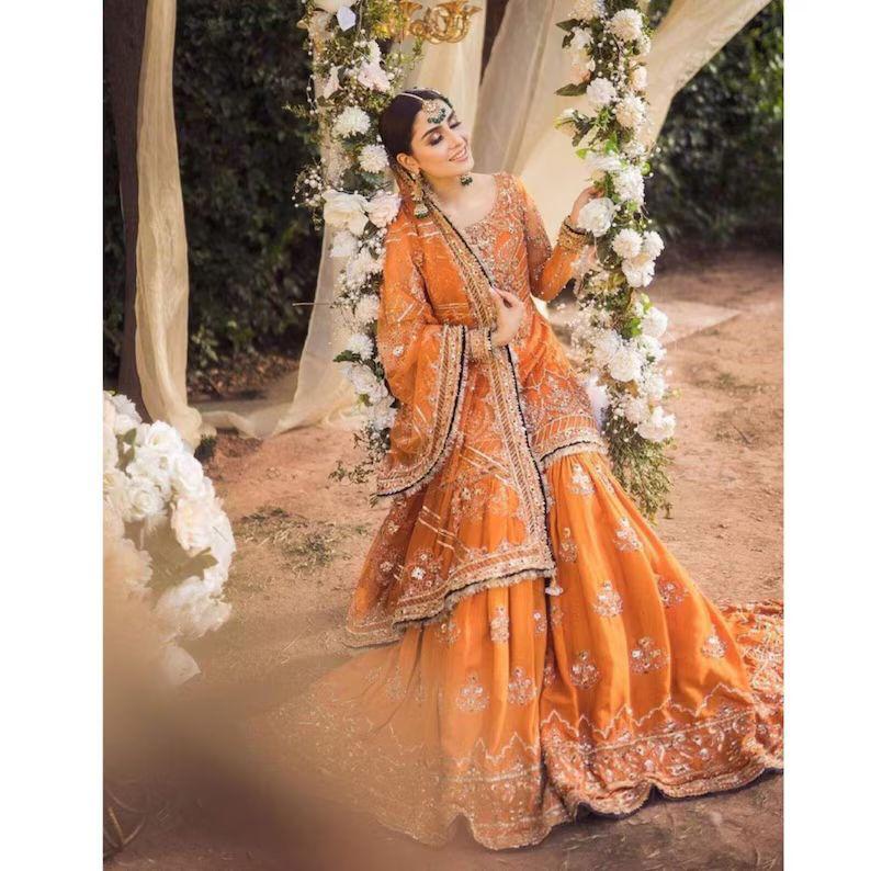 Ansab Jahangir Style — Mairaz Orange Lehenga