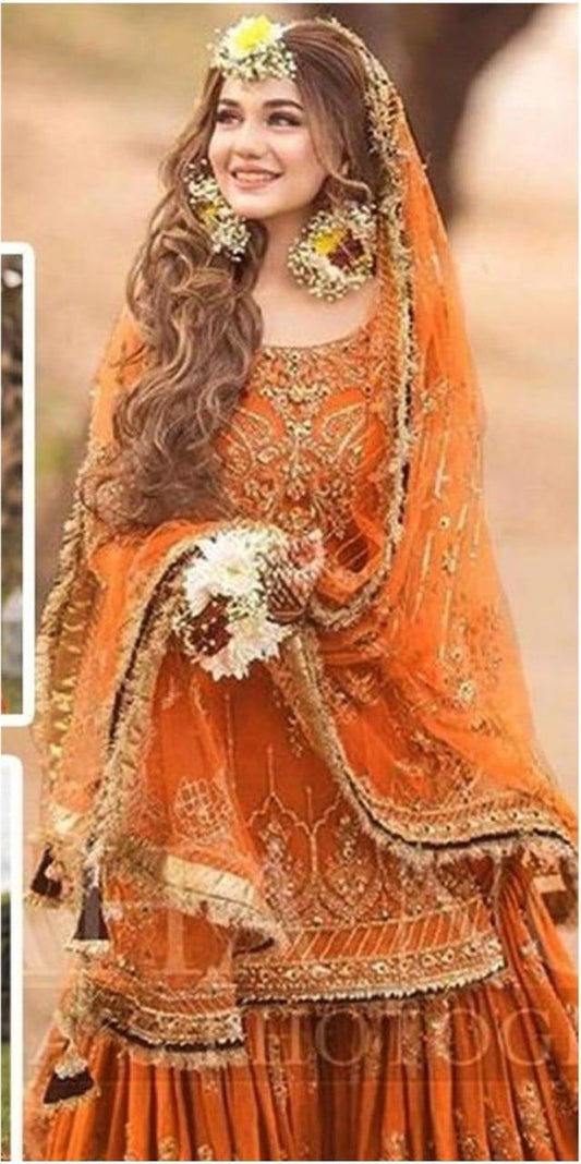 Ansab Jahangir Style — Mairaz Orange Lehenga