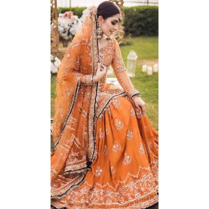 Ansab Jahangir Style — Mairaz Orange Lehenga