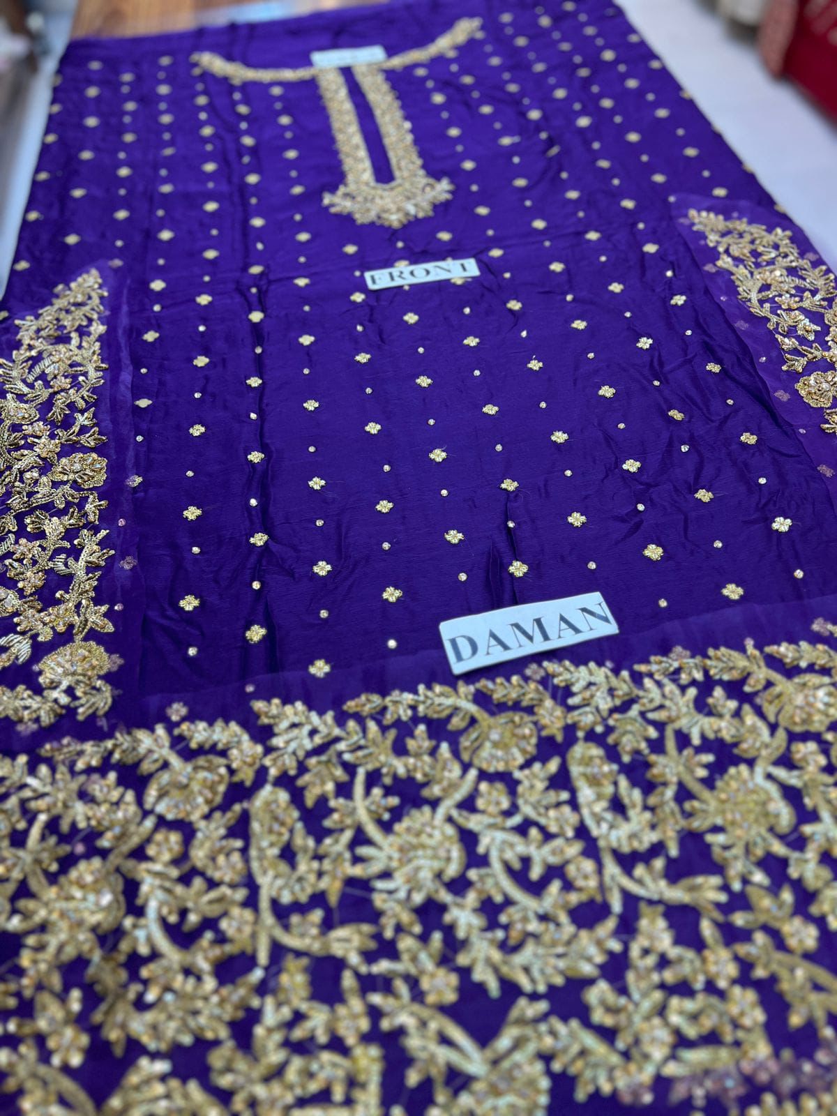 Haris Shakeel – Brides Purple Style, fabric and embroidery detail 2