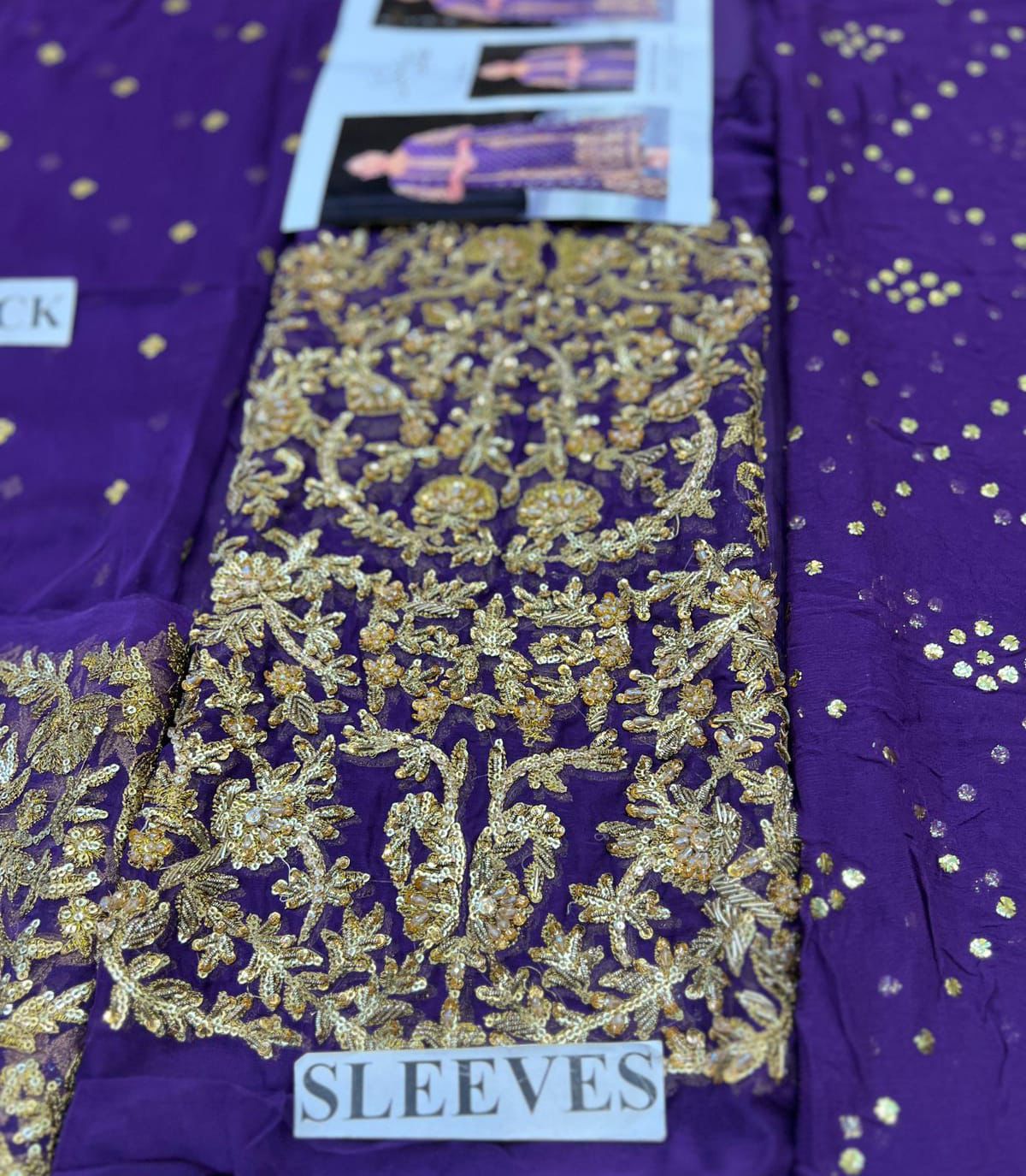 Haris Shakeel – Brides Purple Style, fabric and embroidery detail 4