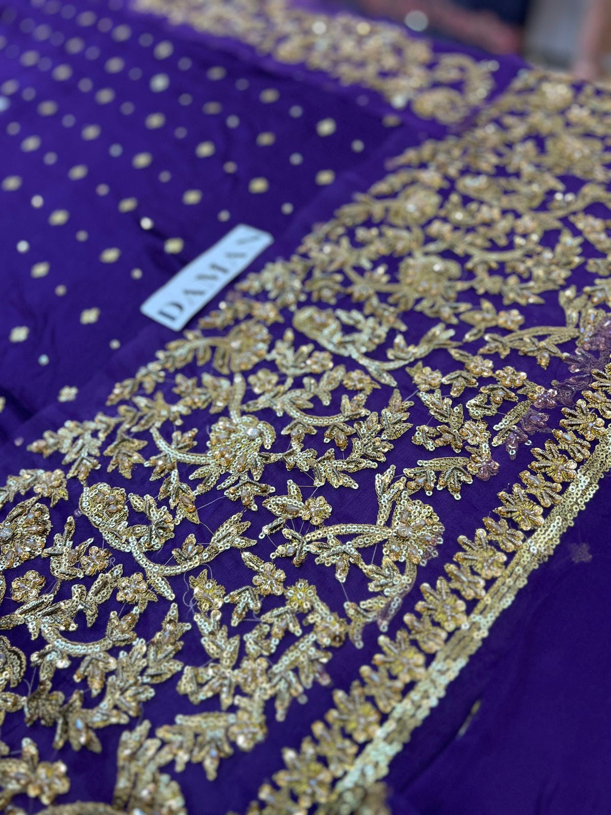 Haris Shakeel – Brides Purple Style, fabric and embroidery detail 3