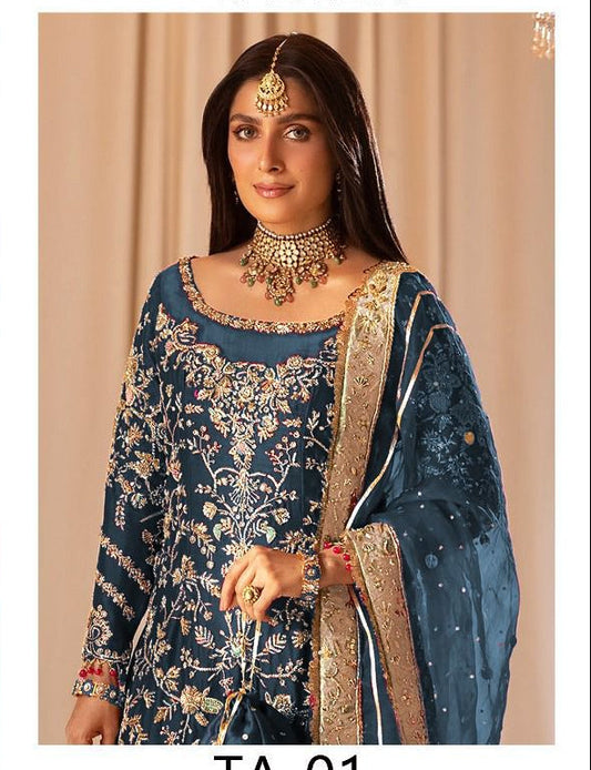 Tabyaa Tabeer Style — Mairaz Blue Three-Piece Suit