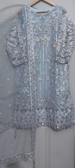 Mushq Adela Style — Mairaz Ice Blue Three-Piece Suit