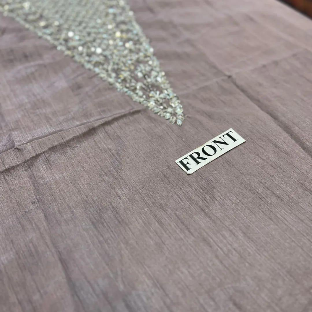 Hussain Rehar Lucent style — Mairaz grey raw silk three-piece suit reference, view 7 of 13