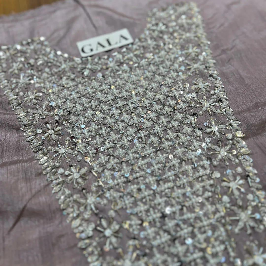 Hussain Rehar Lucent style — Mairaz grey raw silk three-piece suit reference, view 4 of 13
