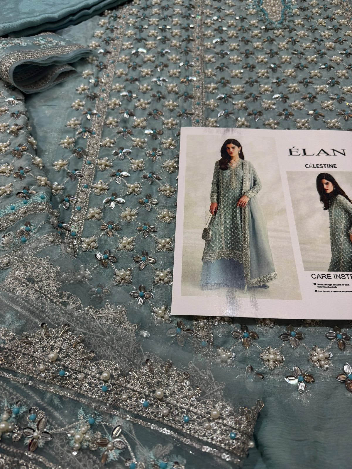 Élan – Célestine Style, iridescent crystal embroidery close-up