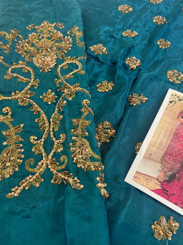 Haris Shakeel Brides Style — Mairaz Sea Green Formal Ensemble