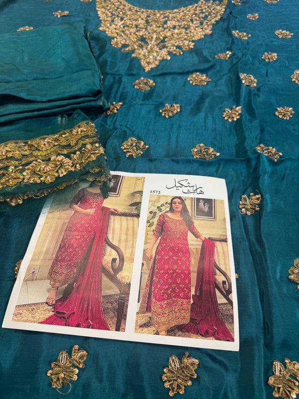 Haris Shakeel Brides Style — Mairaz Sea Green Formal Ensemble
