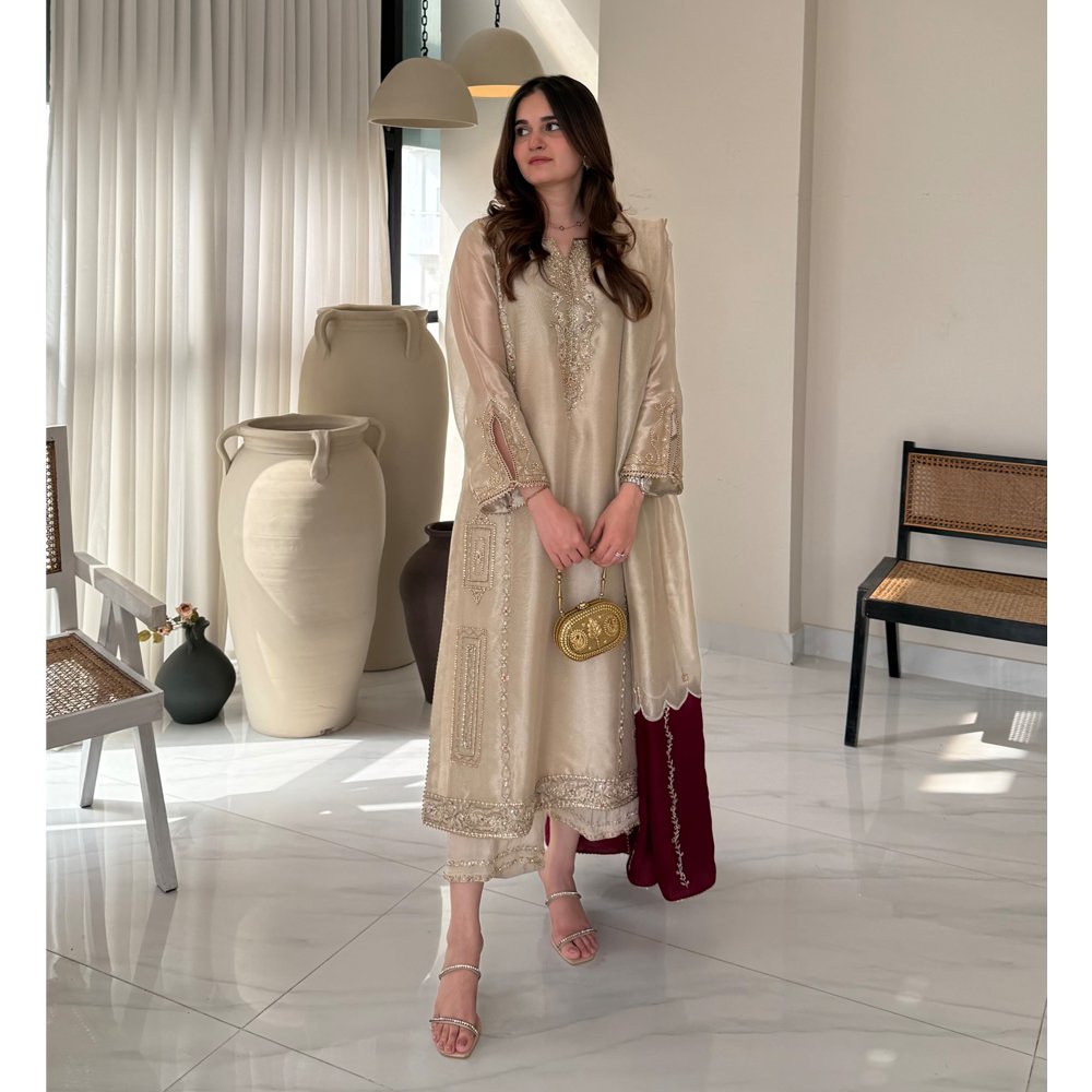 Republic Women Wear Zarin Style — Mairaz Maroon Three-Piece Suit