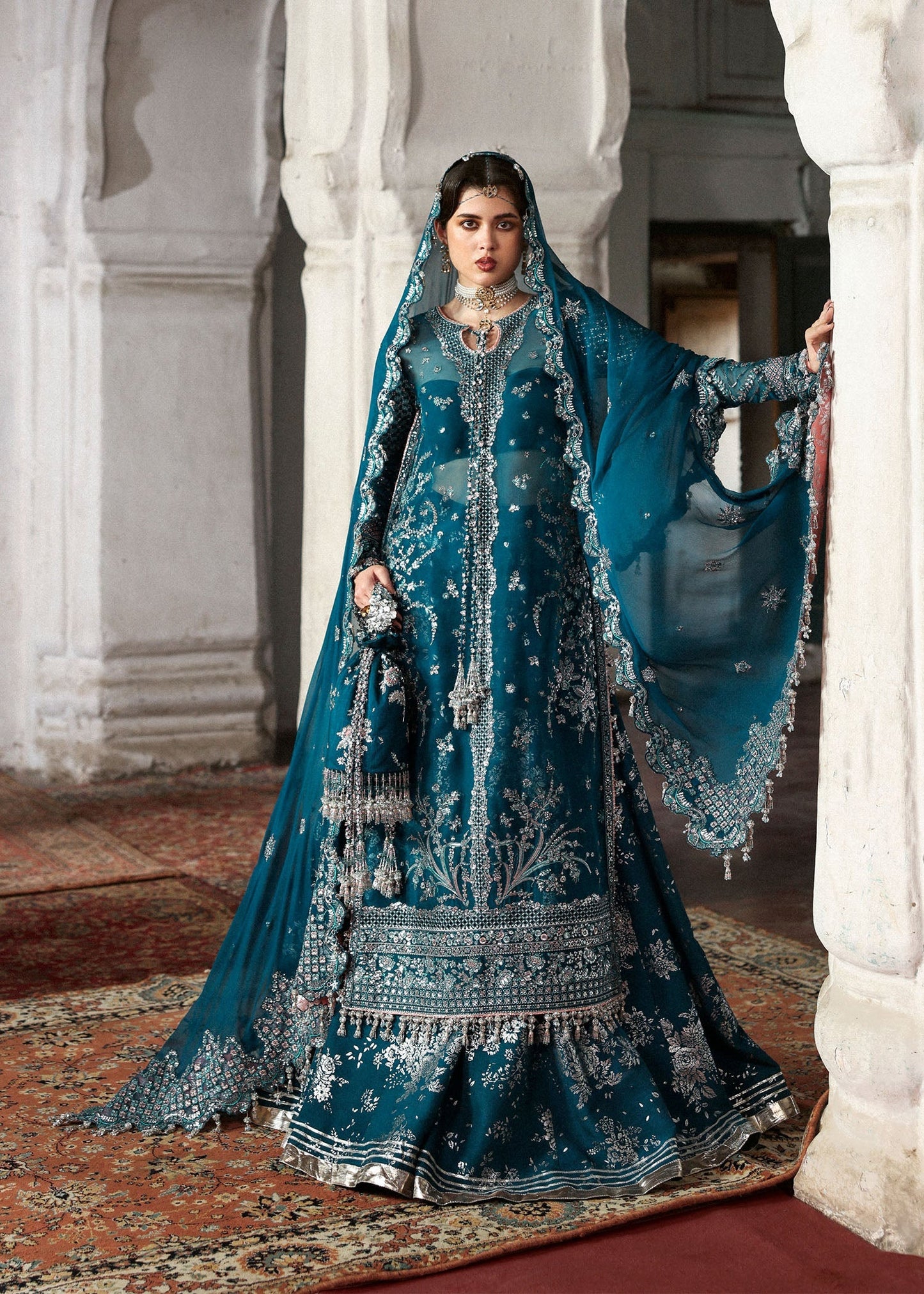 Hussain Rehar Zebunisa Style — Mairaz Teal Sharara