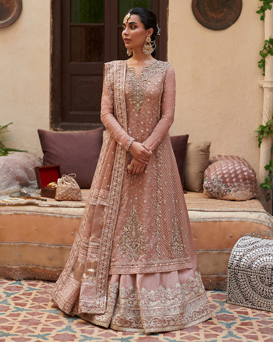 Faiza Saqlain Zeena style — Mairaz Salmon Sharara Set reference, view 1 of 14
