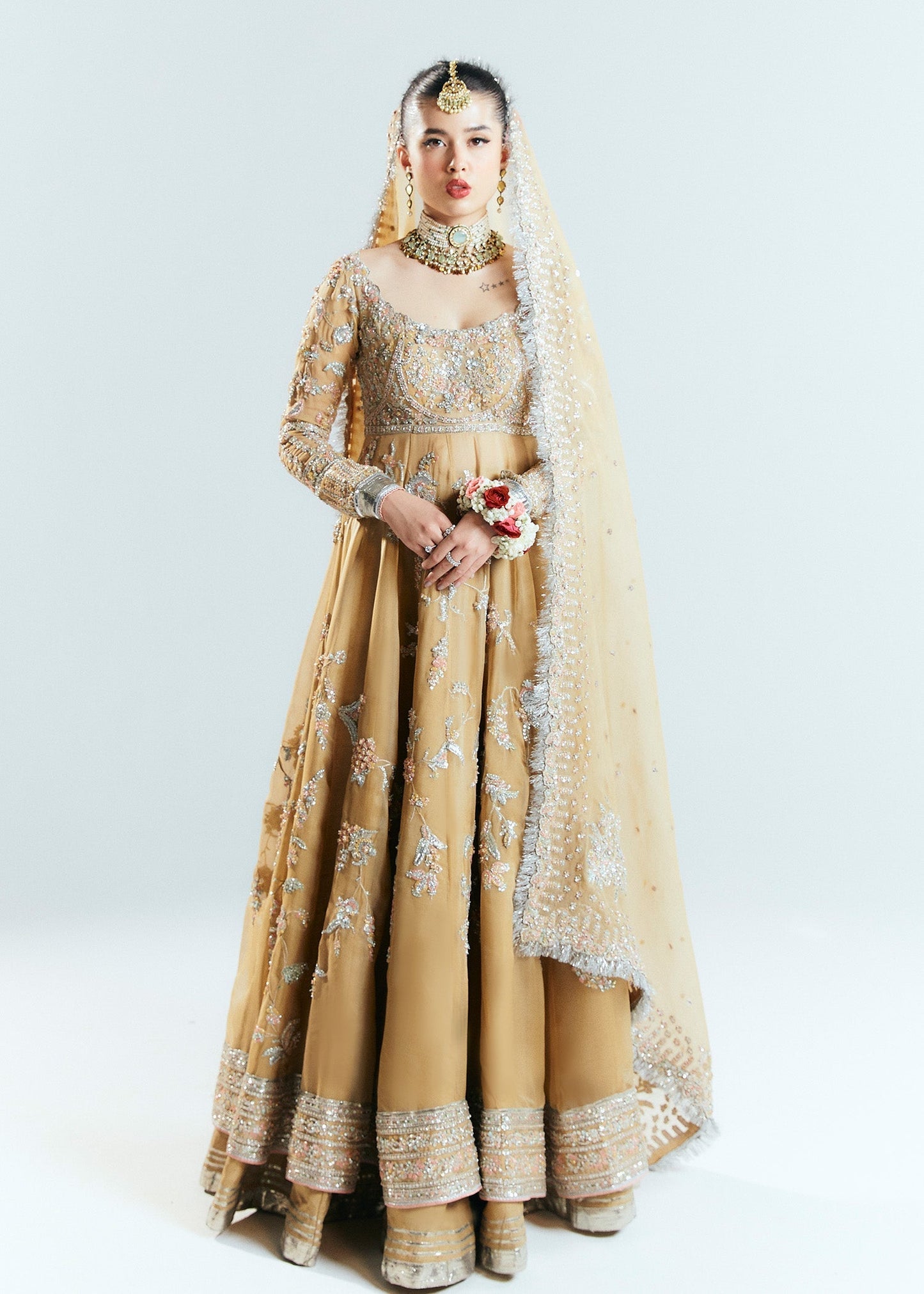 Hussain Rehar Aether Style — Mairaz Gold Lehenga
