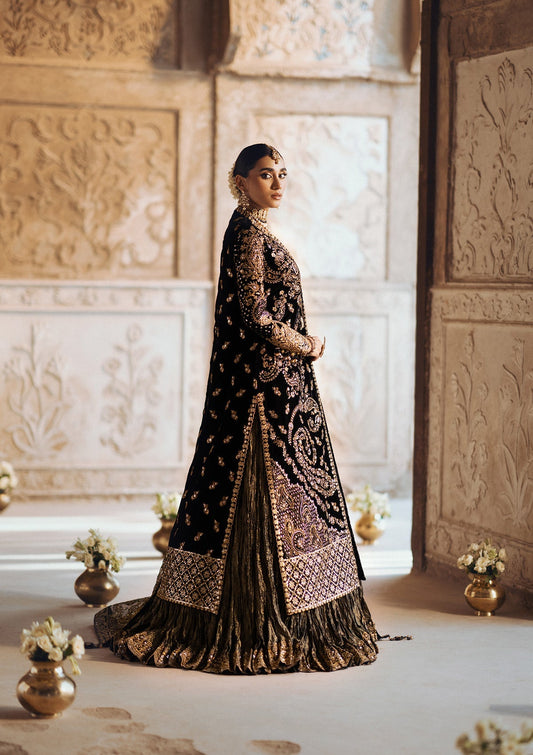 Aik Atelier Dastoor A2408 reference — black velvet three-piece suit, view 2 | Mairaz