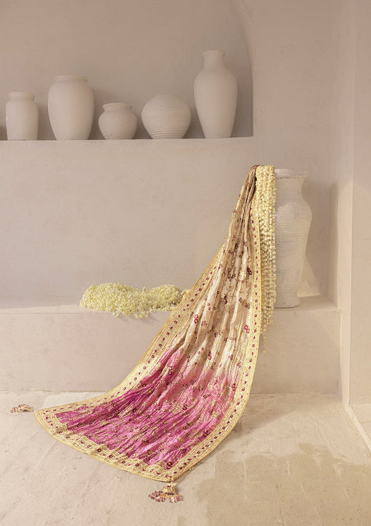 Aik Atelier WDB25 reference — light-gold embroidered tissue shawl, view 1 | Mairaz