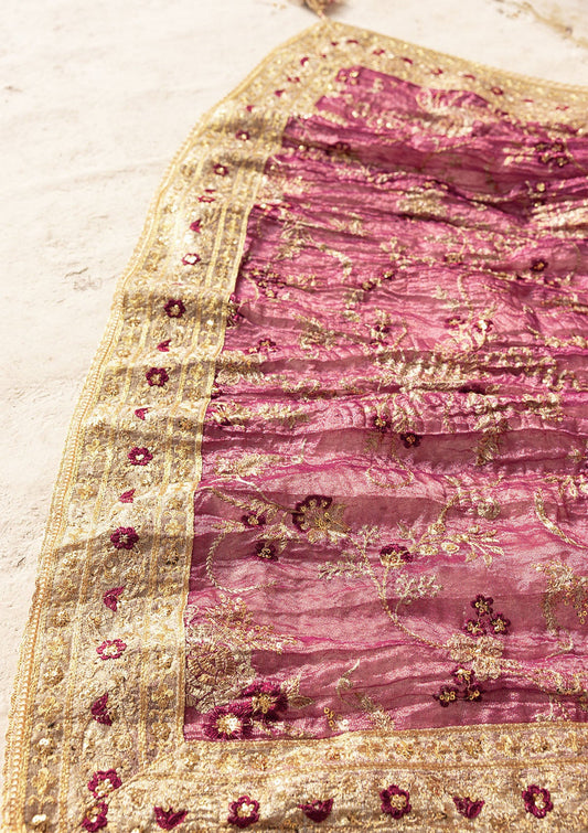 Aik Atelier WDB25 reference — light-gold embroidered tissue shawl, view 2 | Mairaz