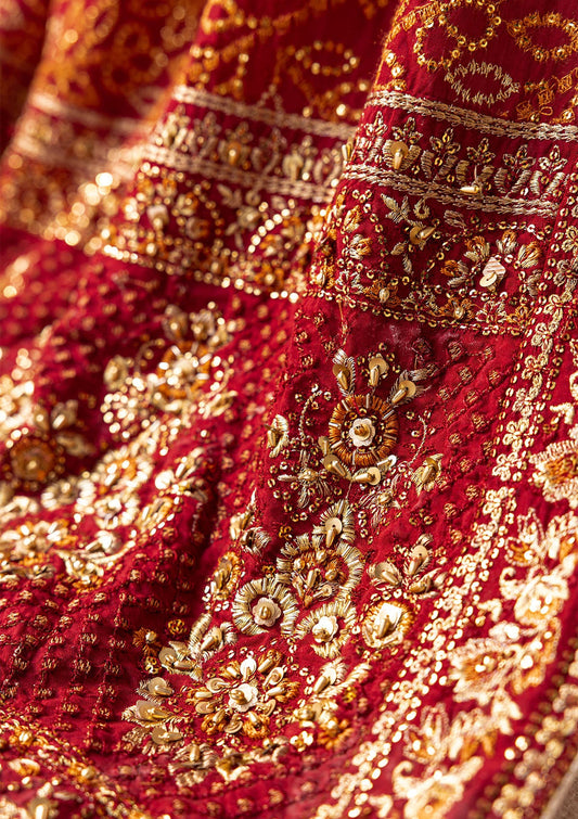 Aik Atelier WDB25 reference — red embroidered medium-silk shawl, view 2 | Mairaz