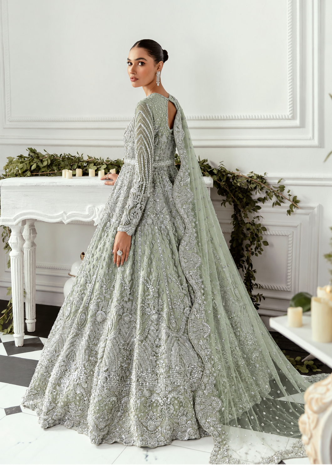 Akbar Aslam Hyacinth Pistachio bridal maxi alternate view