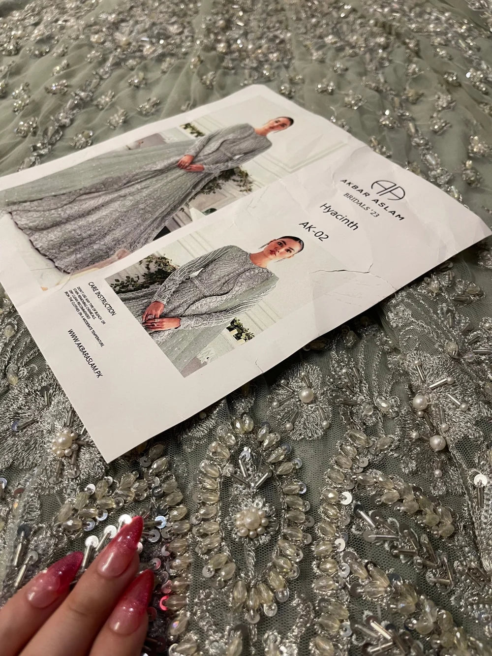 Akbar Aslam – Hyacinth AK-02 Style, embroidered panel with design reference