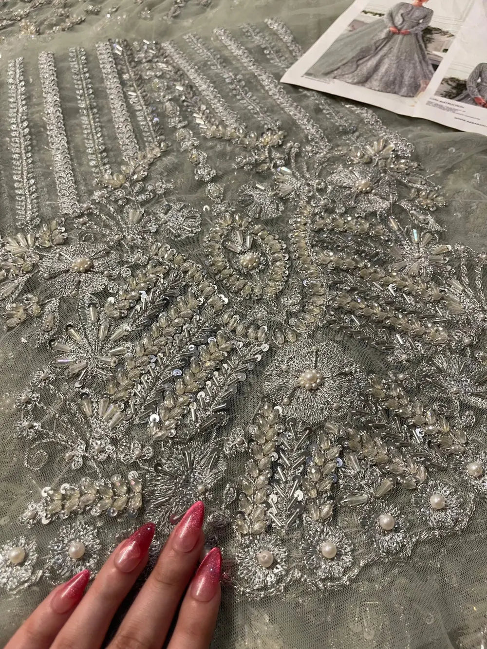 Akbar Aslam – Hyacinth AK-02 Style, bodice embroidery detail