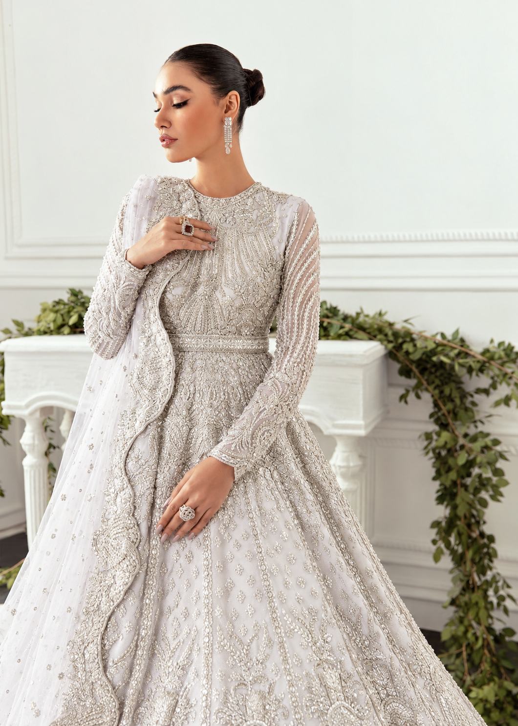 Akbar Aslam Hyacinth White bridal maxi alternate view