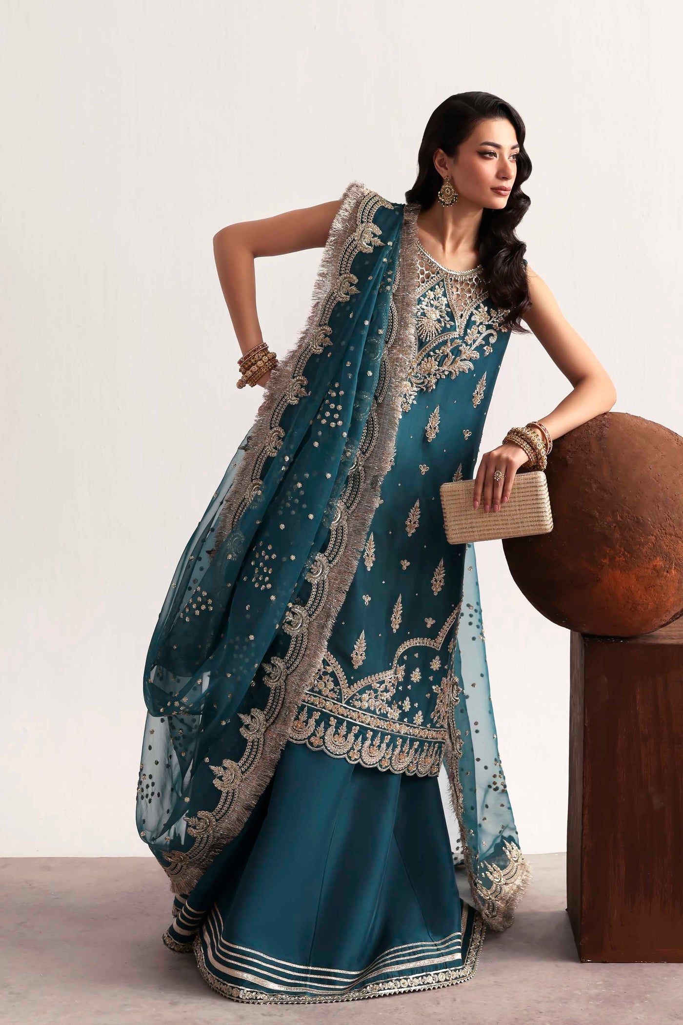 Akbar Aslam Teal Style — Mairaz reproduction angled formalwear view