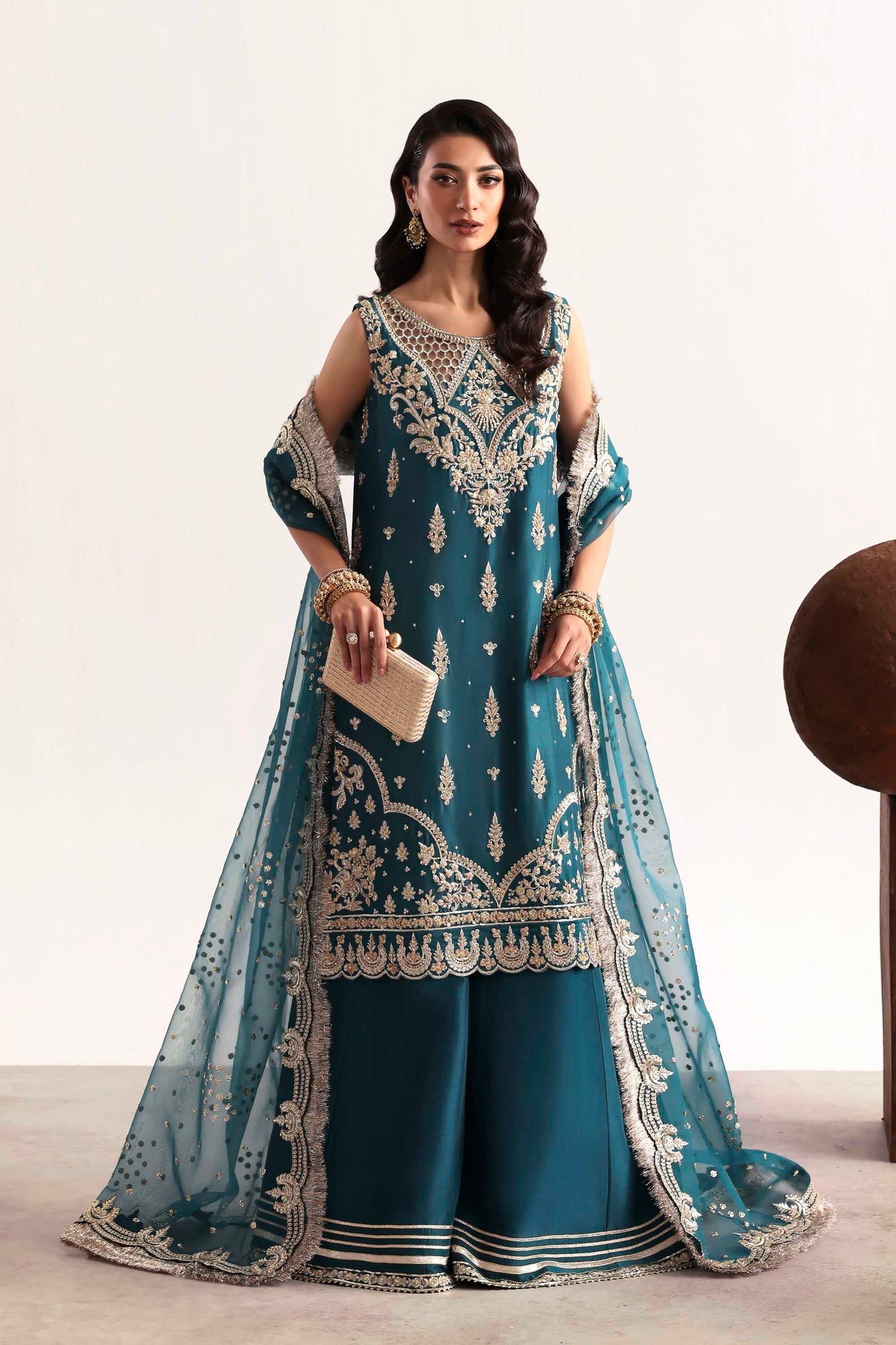 Akbar Aslam Teal Style — Mairaz reproduction full front view