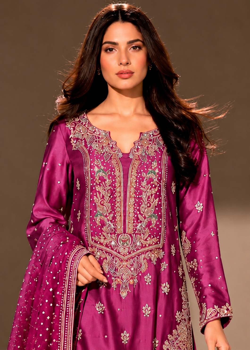 Sehrish Nadeem AM-23 style magenta embroidered formal – product view 3