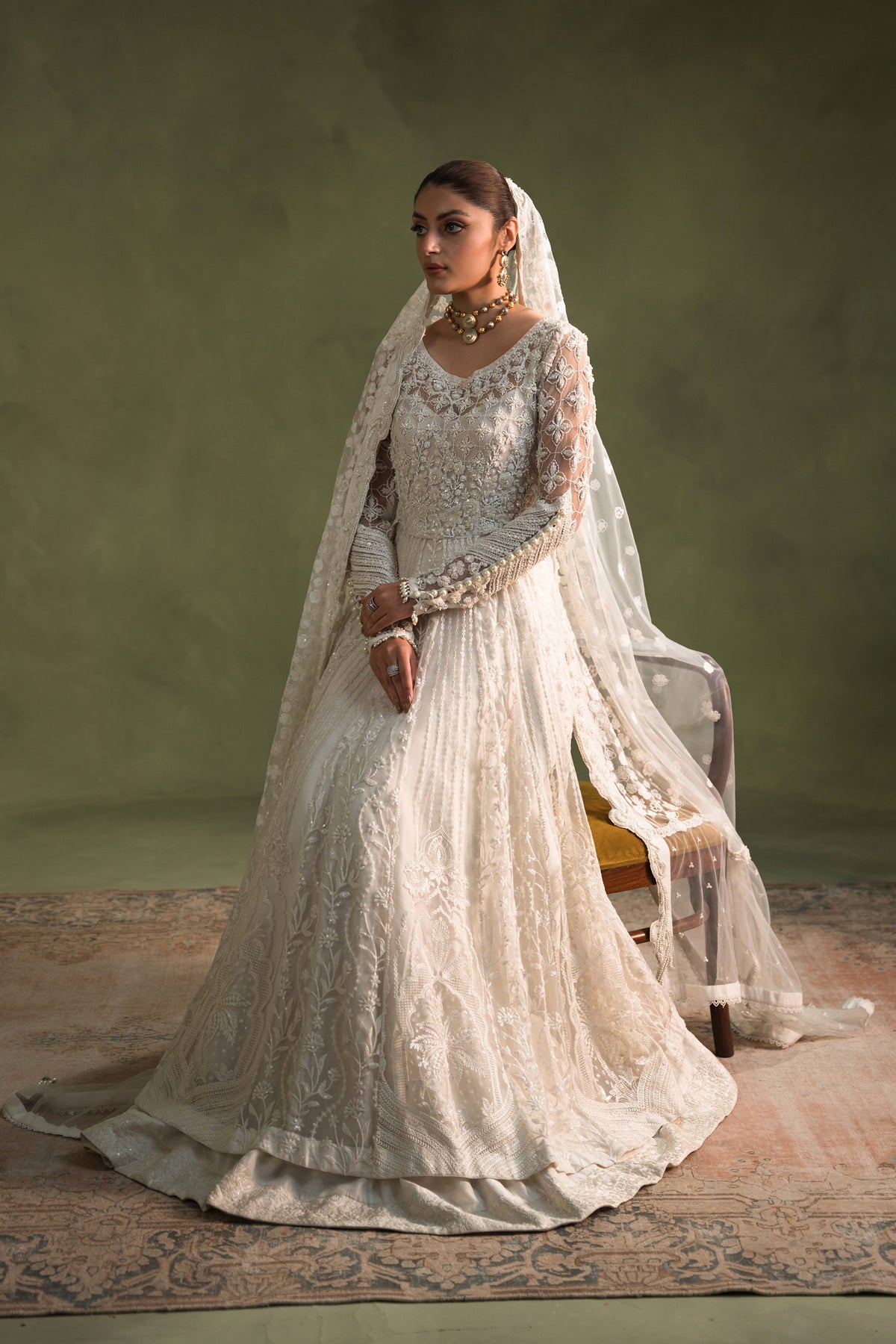 Ammara Khan Moonbeam Style by Mairaz pearl embellished peshwas detail