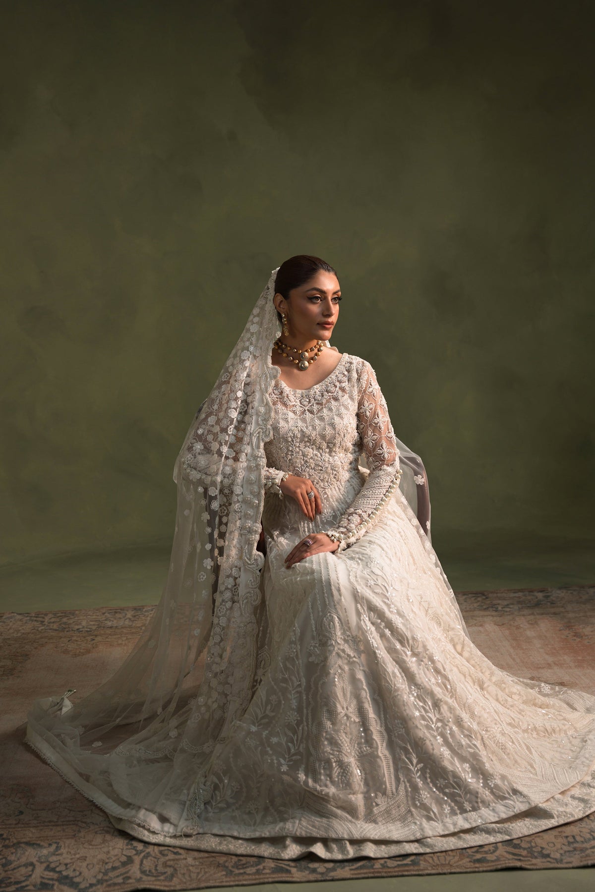 Ammara Khan Moonbeam Style by Mairaz pearl Nikah bridal outfit view