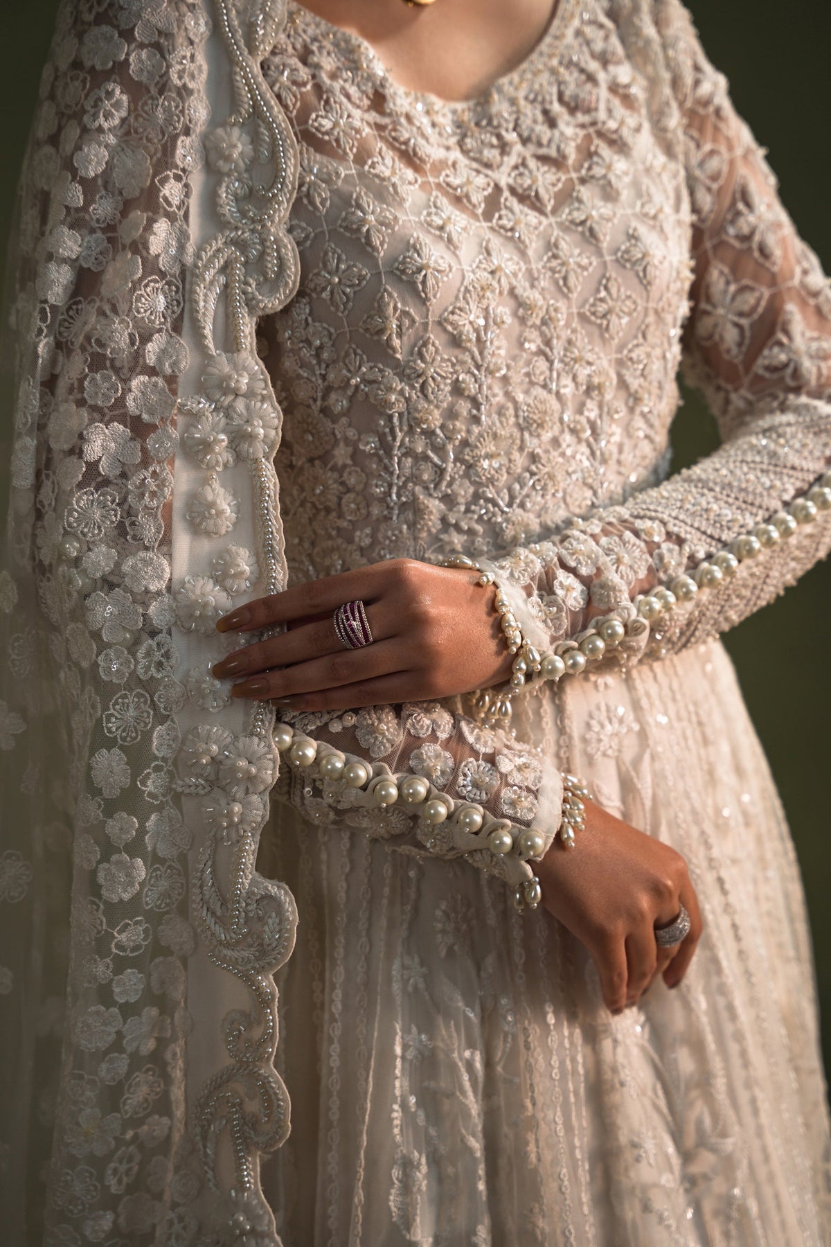 Ammara Khan Moonbeam Style by Mairaz pearl bridal peshwas back and side view