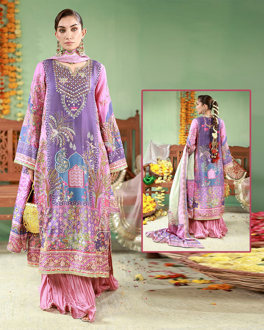 Ansab Jehangir Sunehri Style Purple and Pink by Mairaz