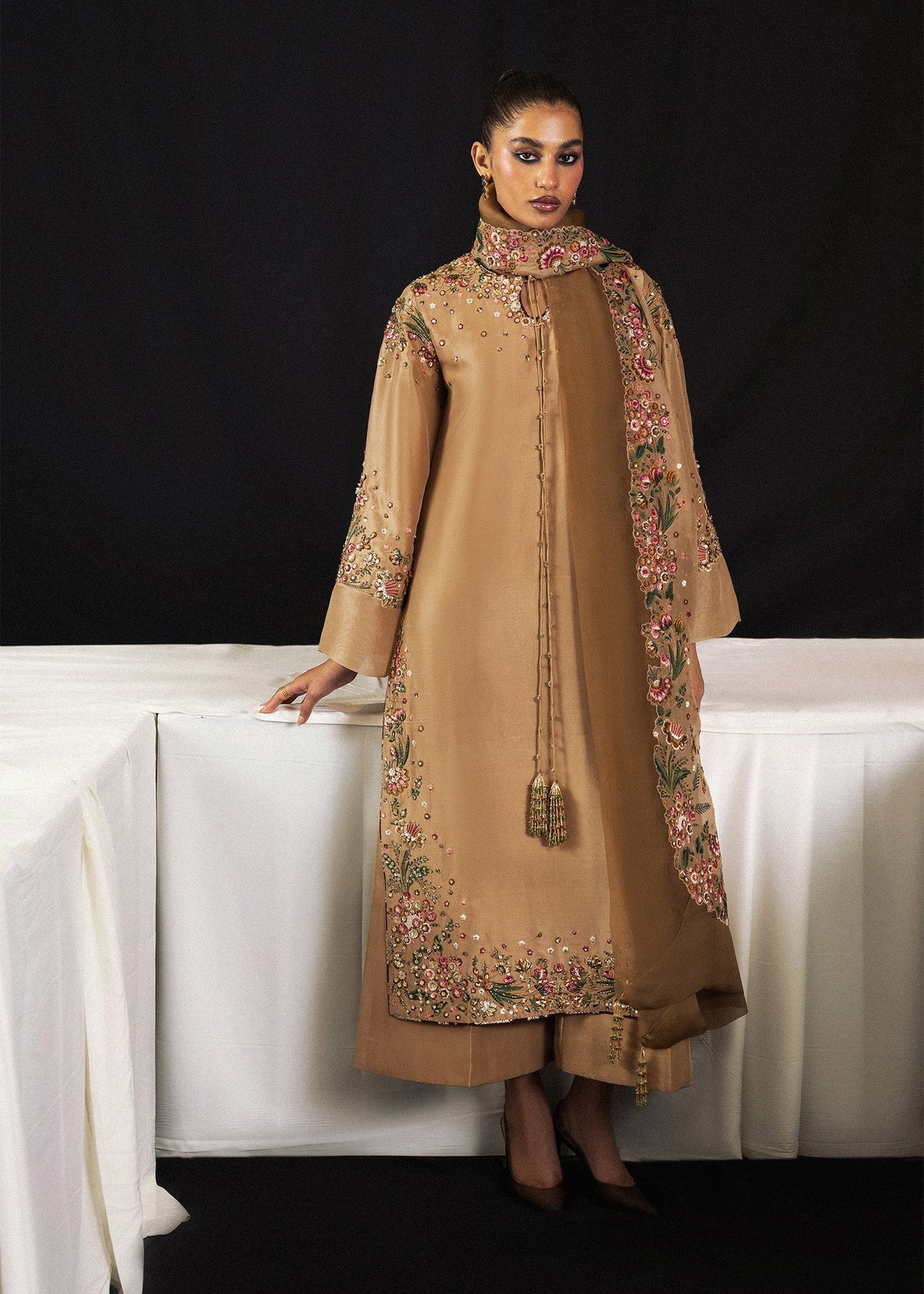 Hussain Rehar Aurelia style gold embroidered formal – product view 1