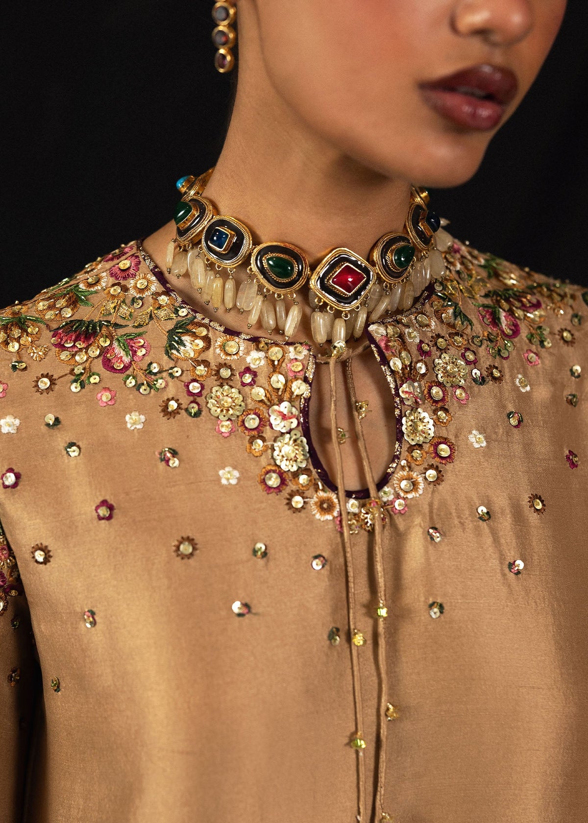 Hussain Rehar Aurelia style gold embroidered formal – product view 4