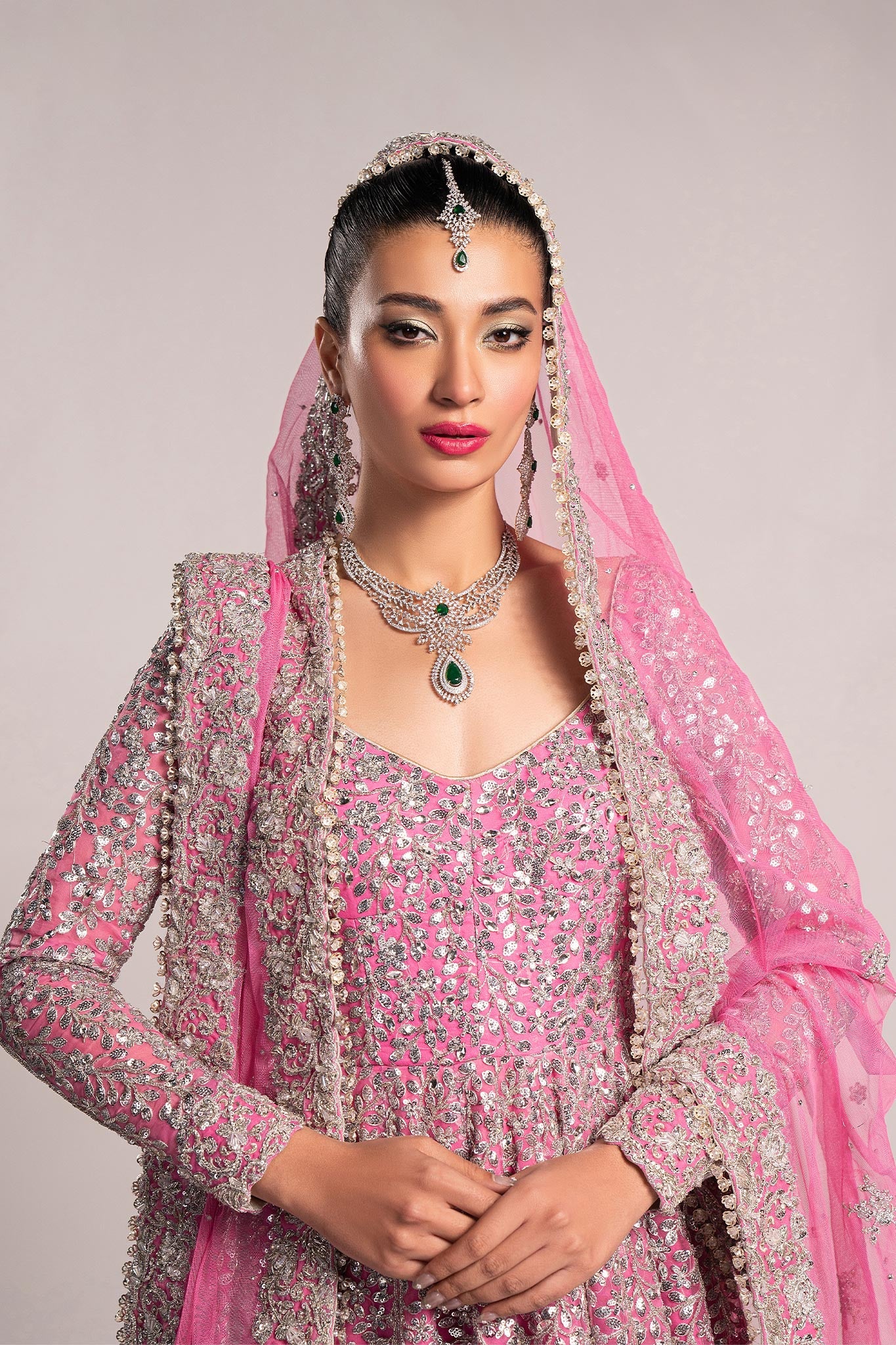 Fahad Hussayn Bagaai Style — Mairaz Pink Formal Ensemble
