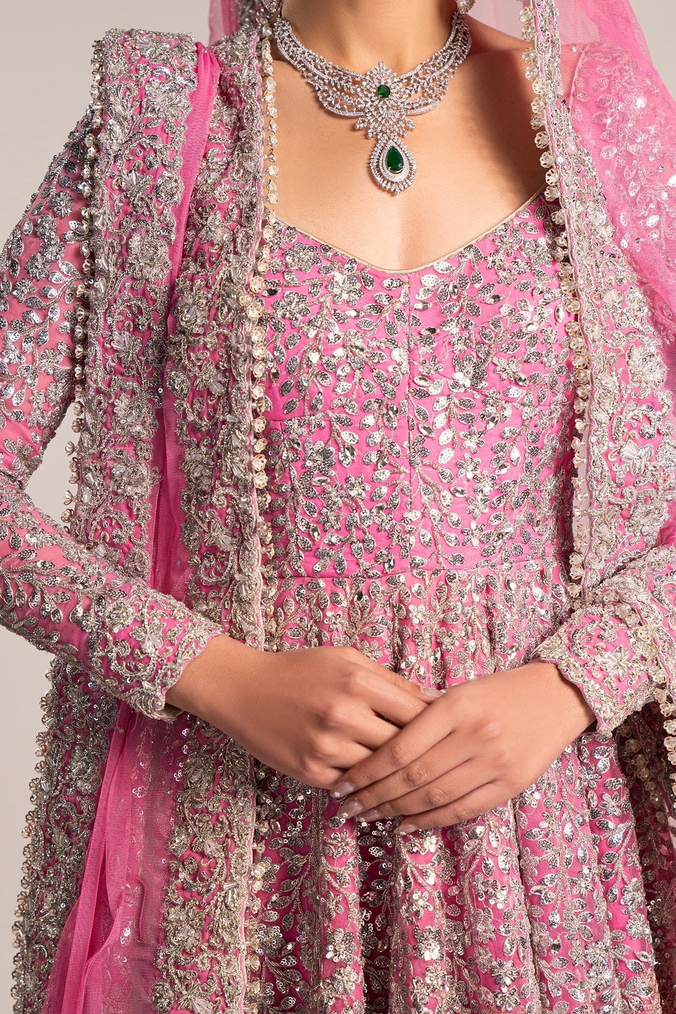 Fahad Hussayn Bagaai Style — Mairaz Pink Formal Ensemble