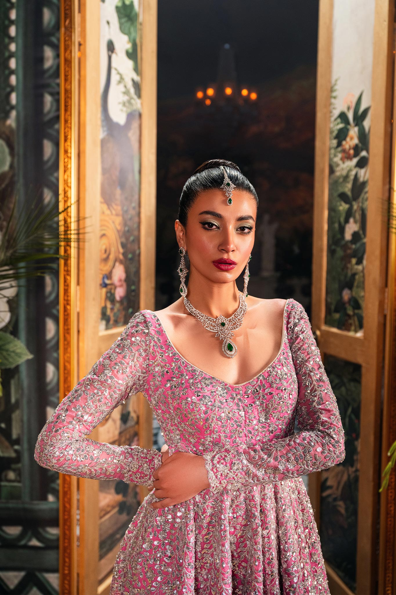 Fahad Hussayn Bagaai Style — Mairaz Pink Formal Ensemble
