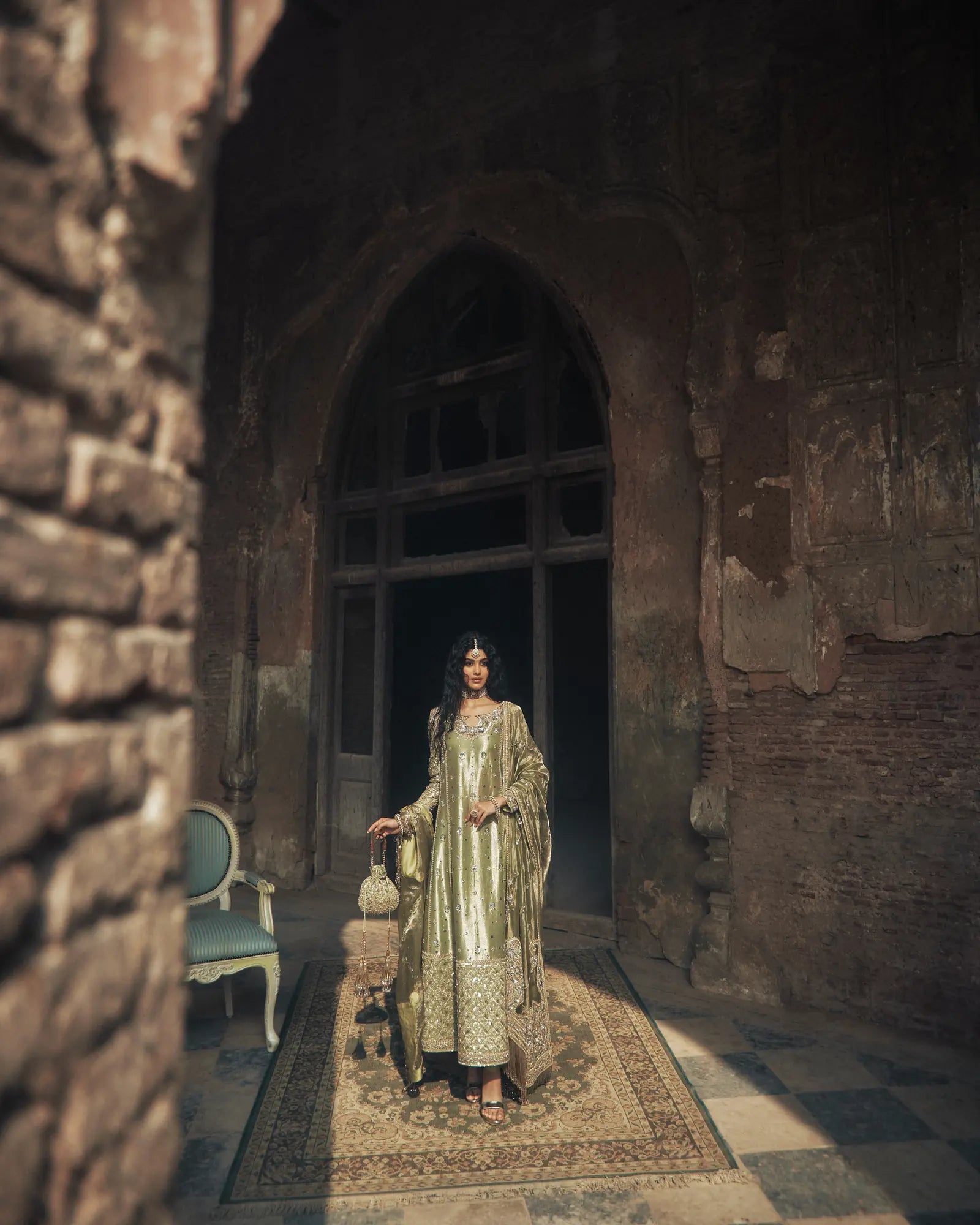 Iqbal Hussain CC-21 style — Mairaz pistachio green three-piece suit reference, view 5 of 6