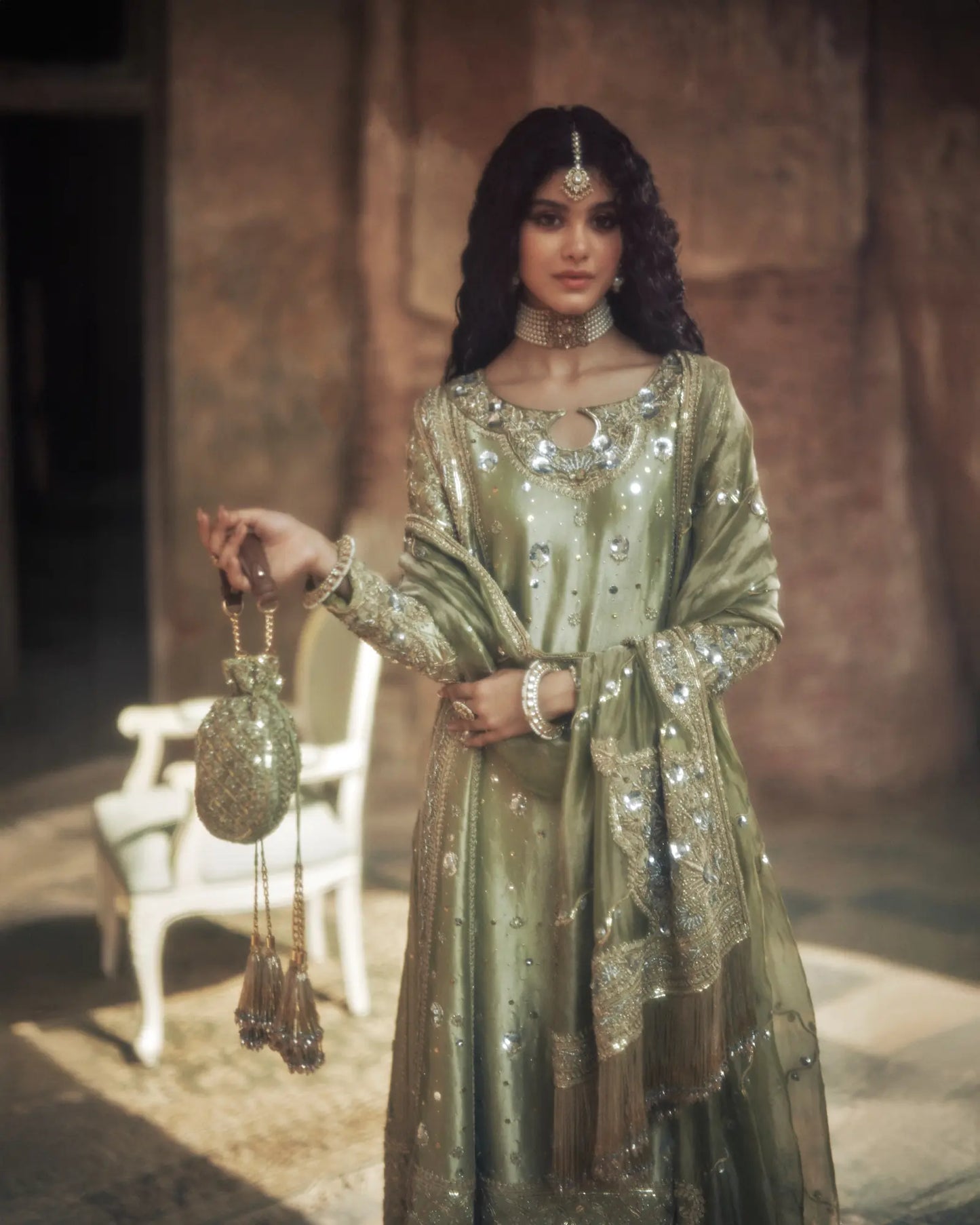 Iqbal Hussain CC-21 style — Mairaz pistachio green three-piece suit reference, view 6 of 6