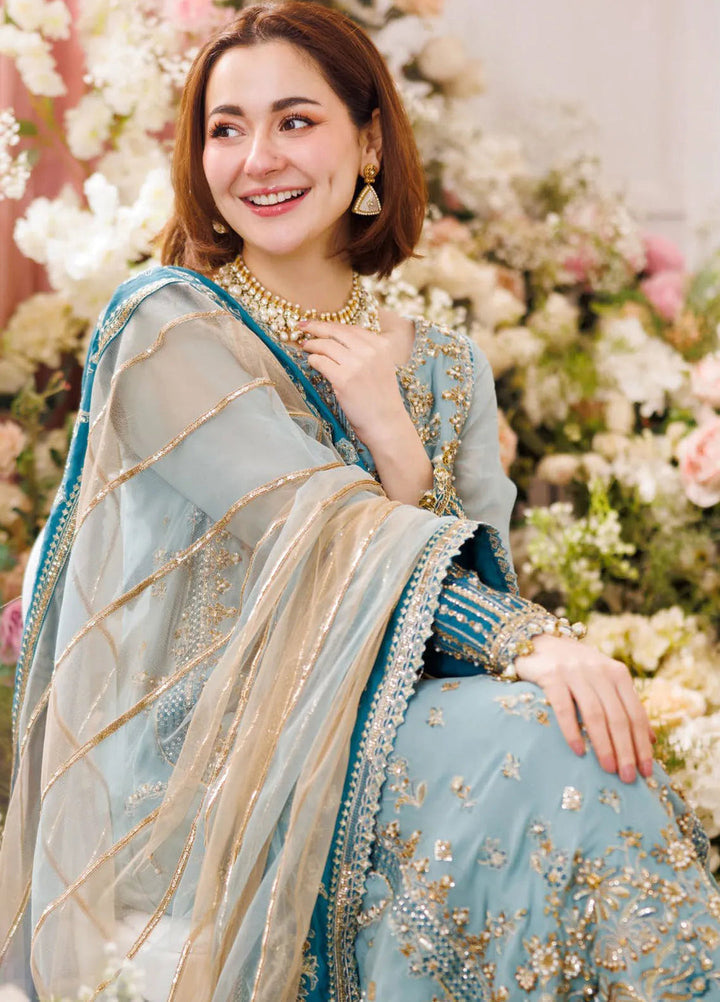 Charizma Dastan-e-Jashan Pakistani formal dress dupatta and sleeve embroidery detail