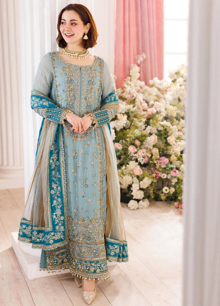 Charizma Dastan-e-Jashan powder blue embroidered Pakistani formal dress full look